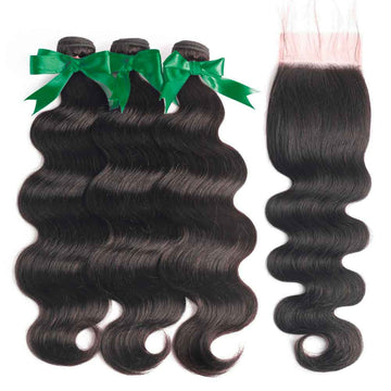 Beaudiva 13A Mink Hair Body Wave Bundles 3 Bundles with 4x4 Lace Closure Human Hair Bundles